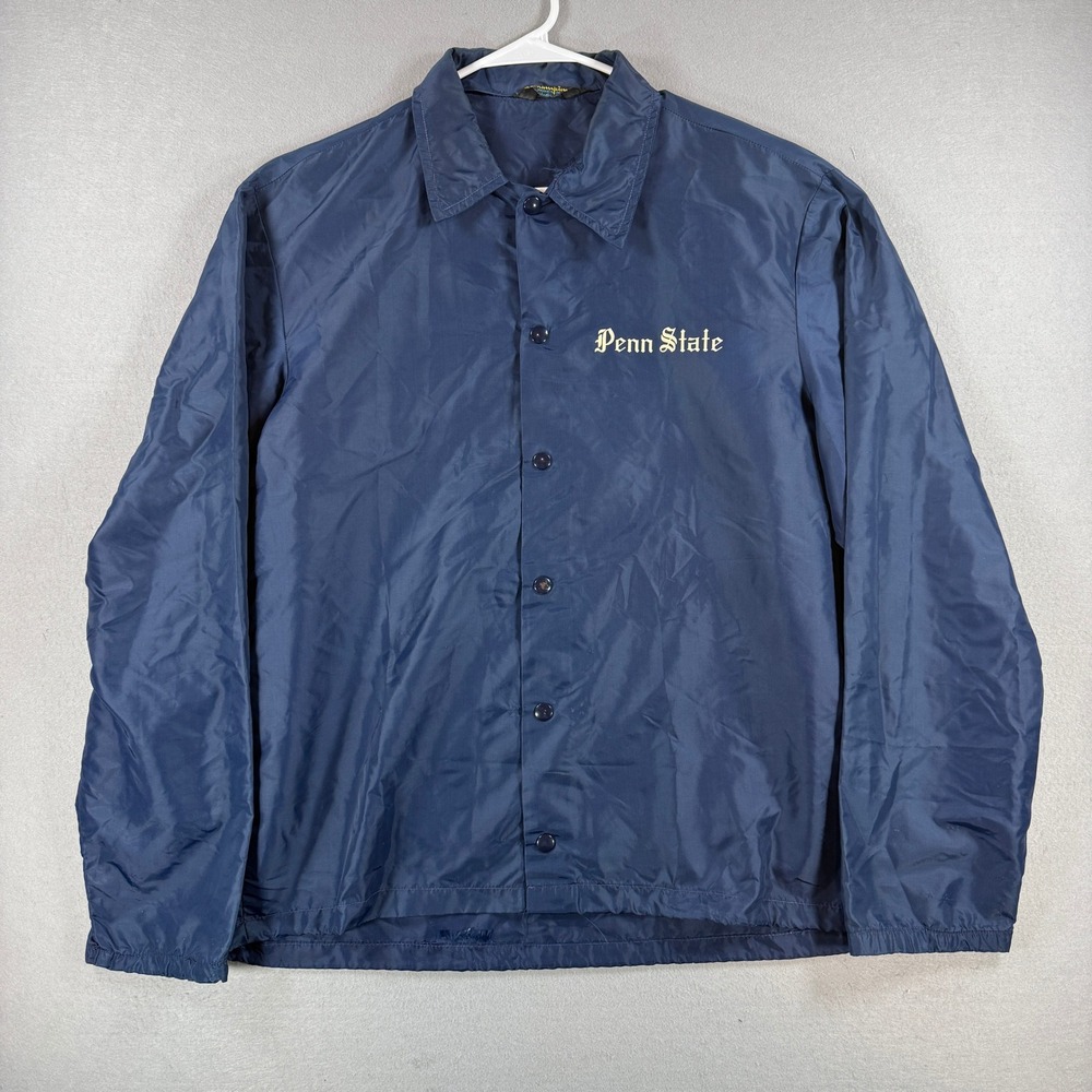 Vintage Penn State Coach Jacket Mens Large Navy Windbreaker College Champion 60s